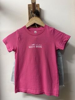 WhyDive&amp;Surf Kids Tee, Colour: Pink, Size: 2