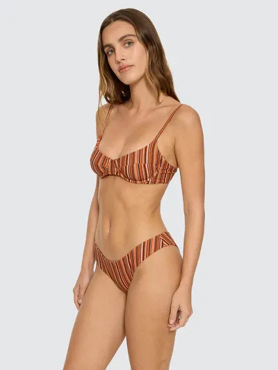 Aftersun Stripe Underwire Bikini Top - Burnt Orange, Size: 4/2XS