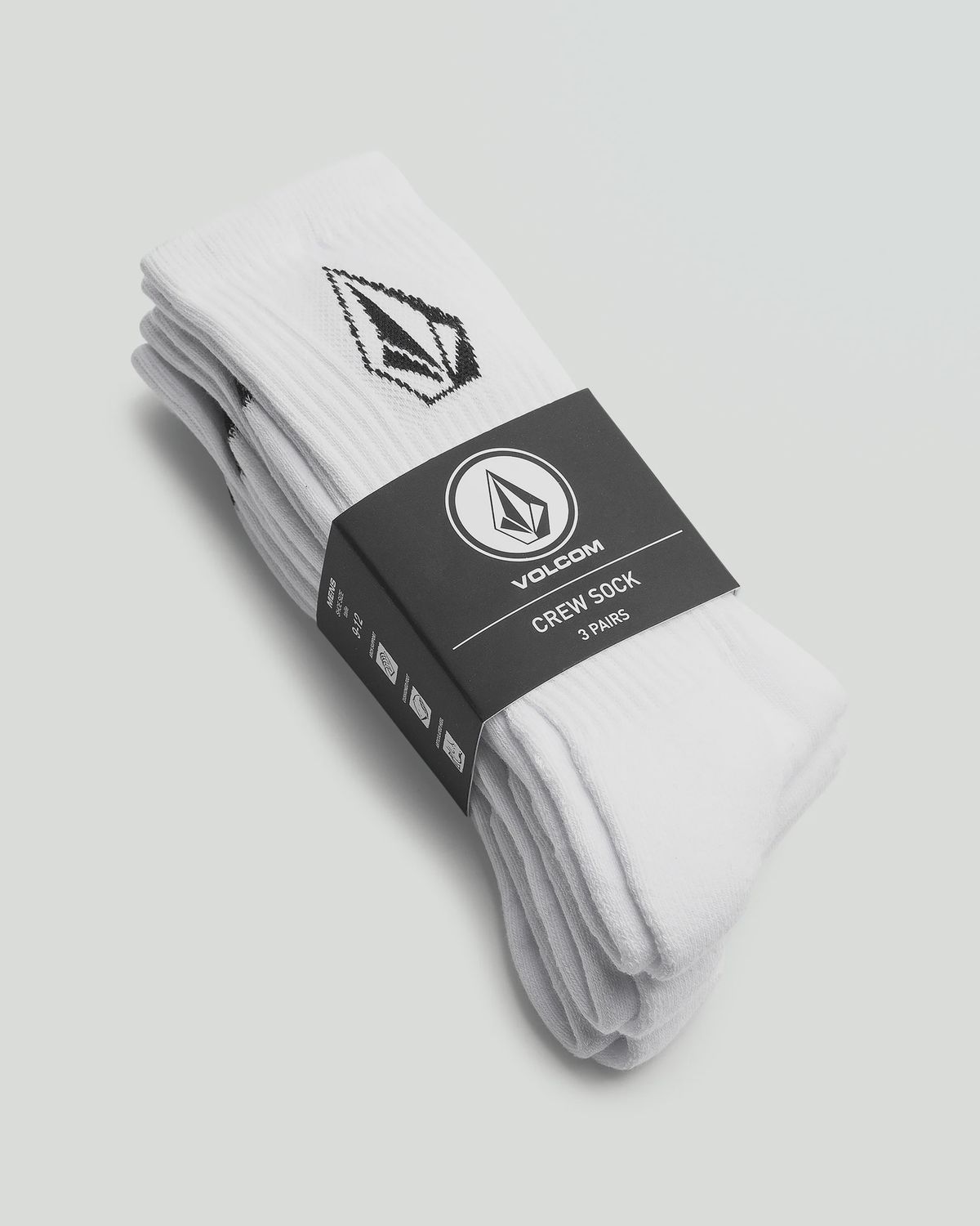 FULL STONE SOCK 3PK, Colour: White, Size: 3Pk