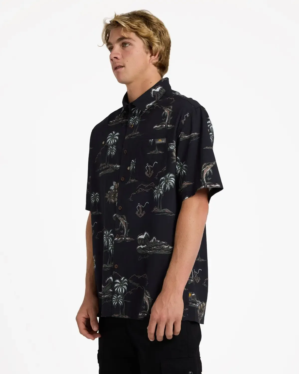 OCEAN WOVEN TOP-BLACK, Size: S