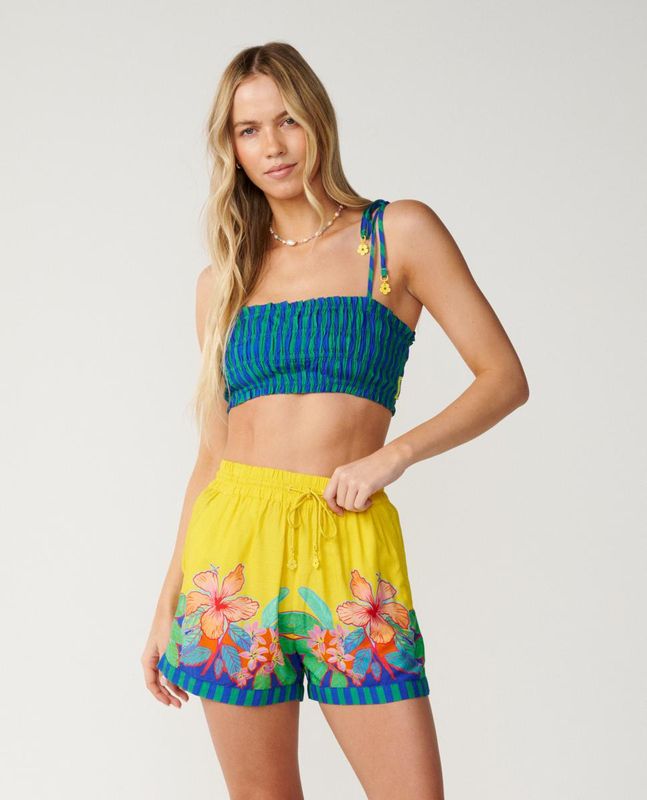 Bliss Stripe Shirred Band-Blue