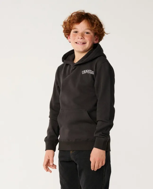SURF SHACK ART HOOD-Washed Black