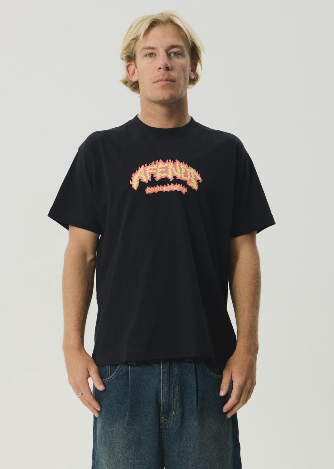 Flame On - Boxy Tee - Black