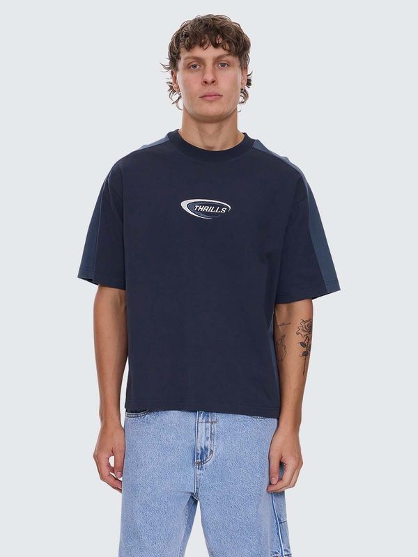 Fusion Panel Box Fit Oversize Cropped Tee - Total Eclipse