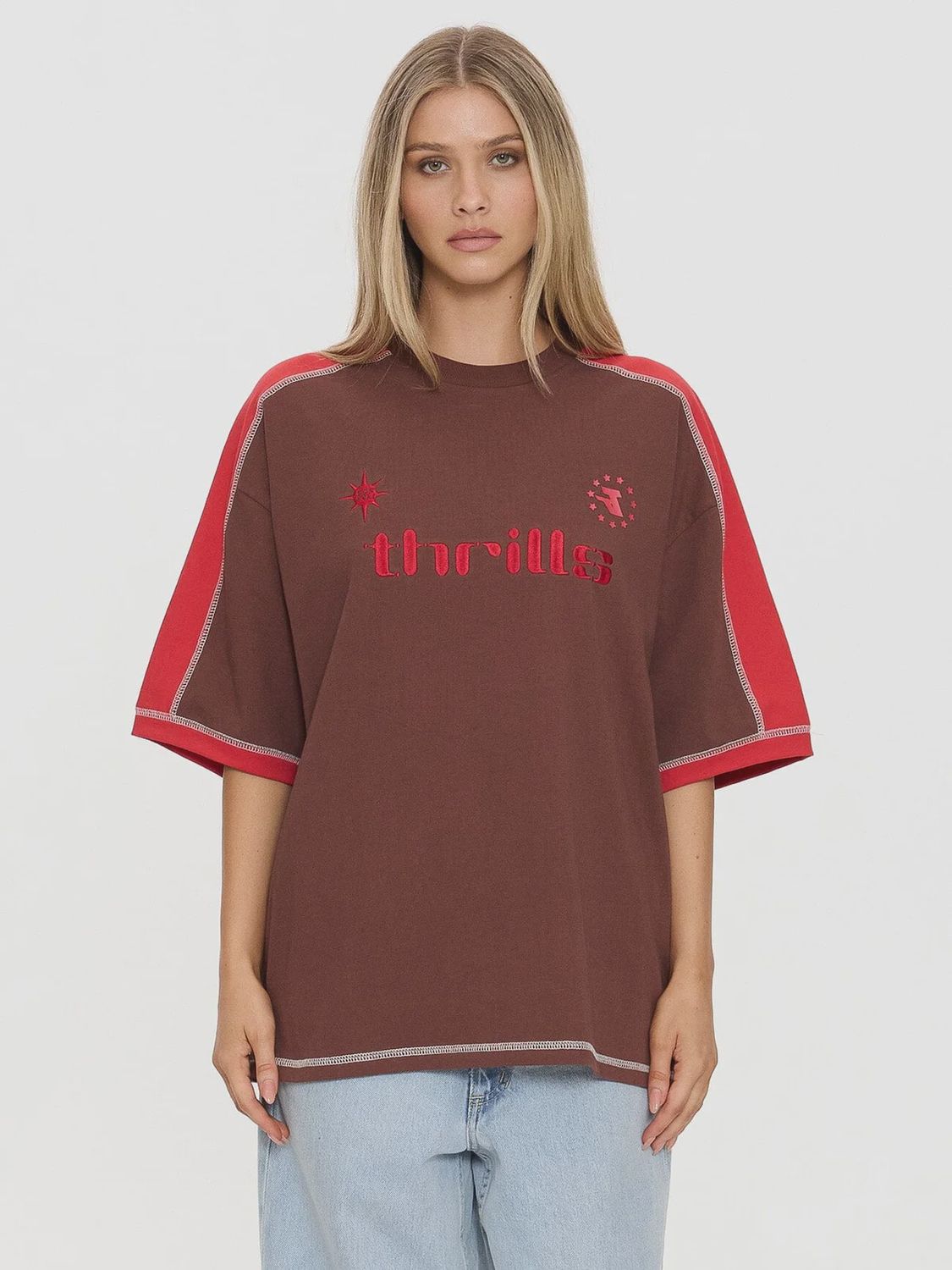 Hot Shot Panelled Oversized Tee - Acorn