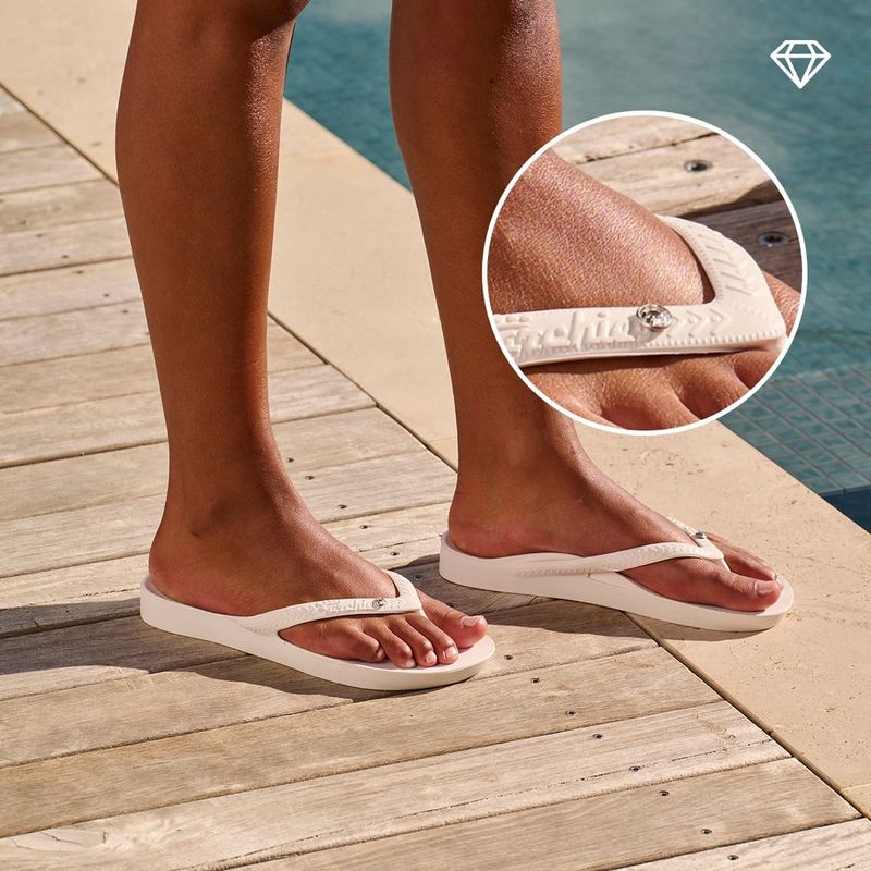 Crystal White Arch Support Thongs