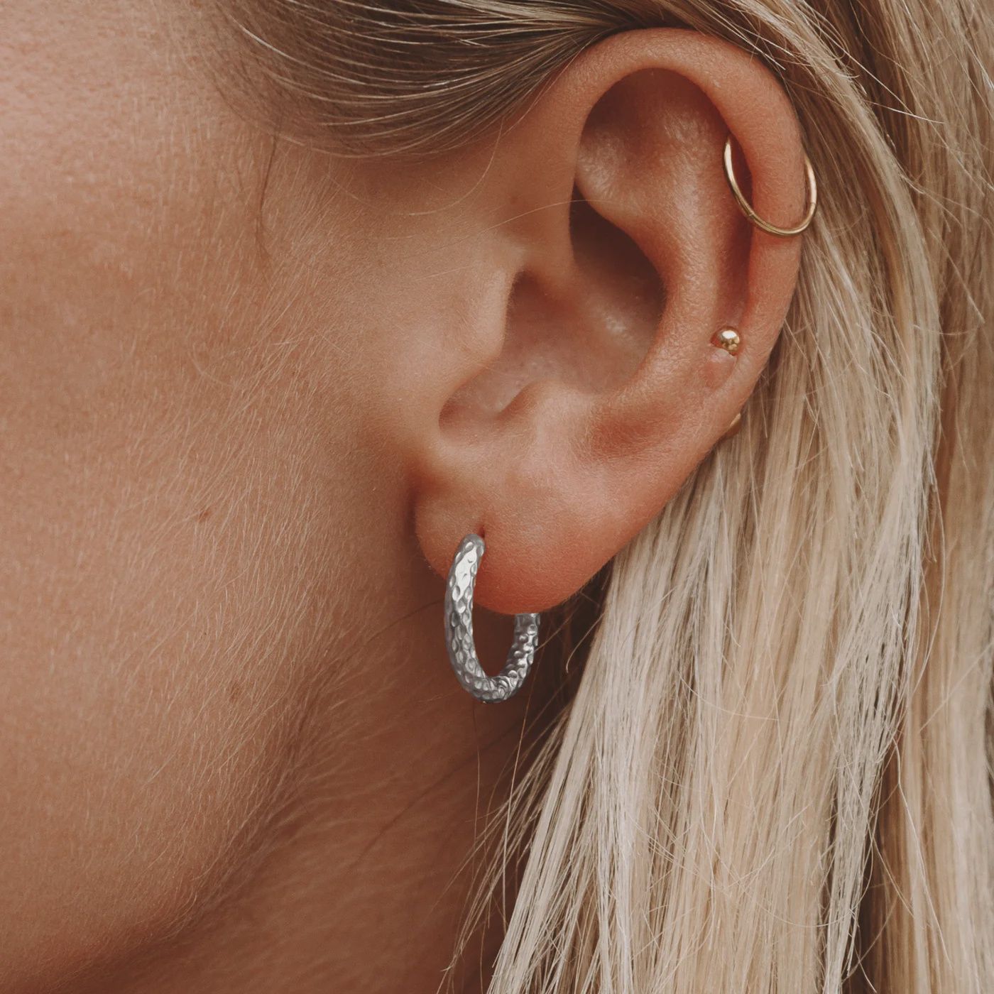 Hammered Hoops, Colour: Silver