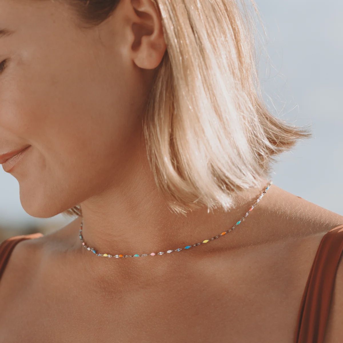 Rainbow Dainty Chocker, Colour: Gold
