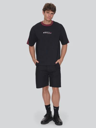 Spectral Panel Box Fit Oversize Cropped Tee - Black