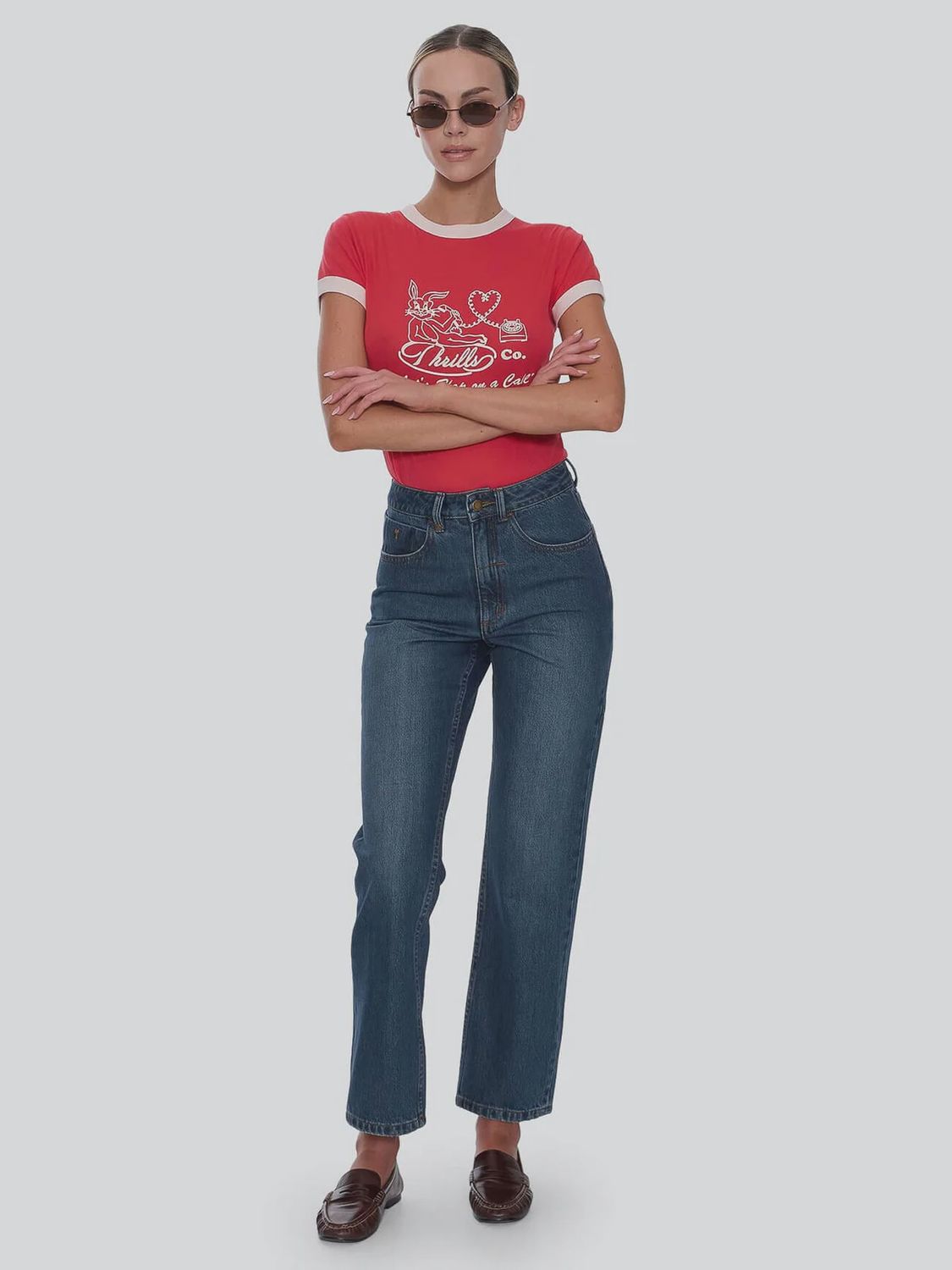 Stevie High Rise Straight Jean - Teal Blue