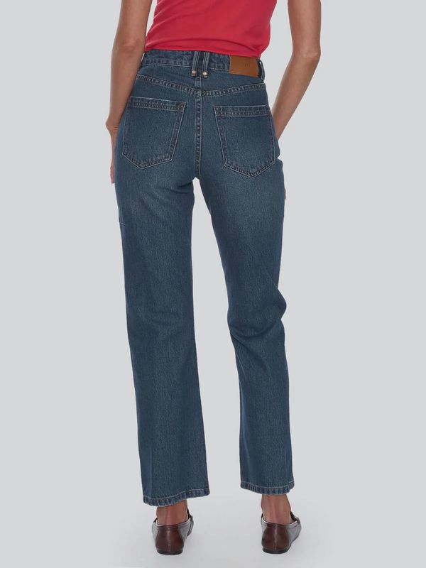 Stevie High Rise Straight Jean - Teal Blue