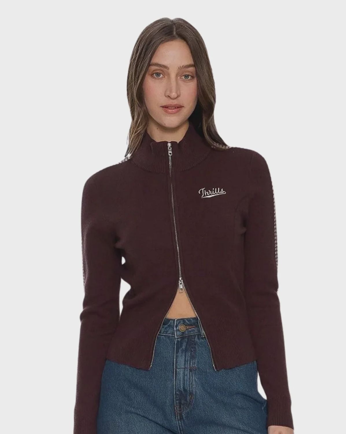Final Call Zip Knit Sweater - Bitter Chocolate
