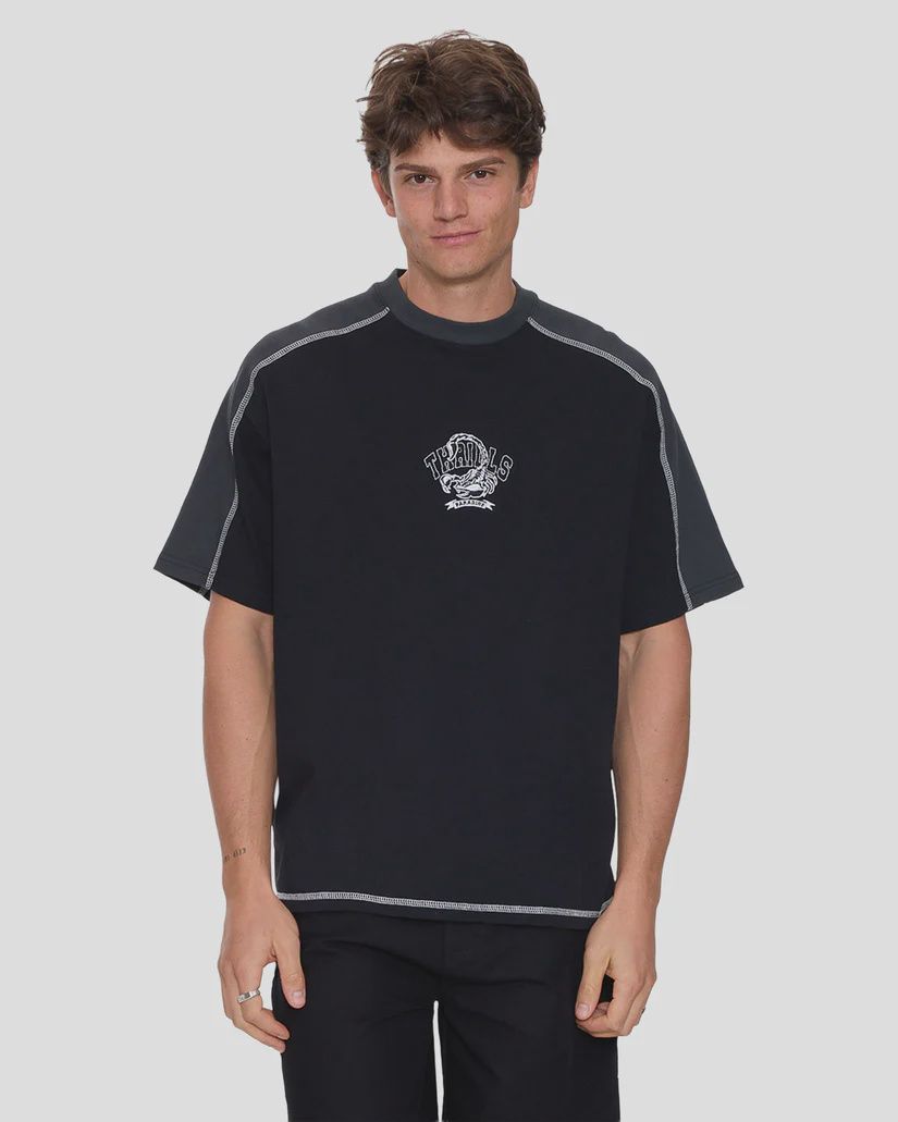 Sting Of Defeat Panel Box Fit Oversize Tee - Black