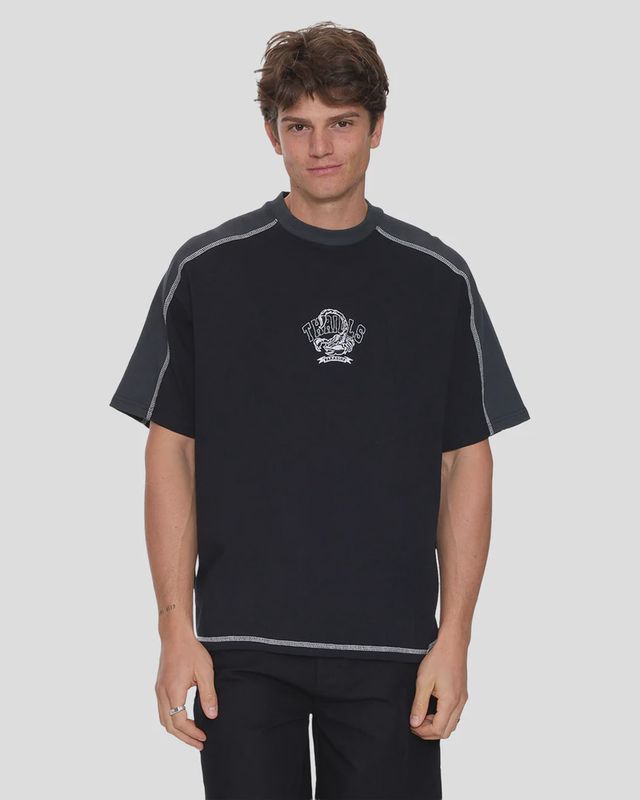 Sting Of Defeat Panel Box Fit Oversize Tee - Black