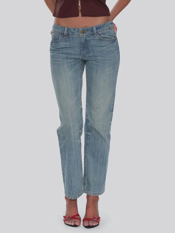 Stevie Low Rise Straight Jean - Dirty Crinkle Blue