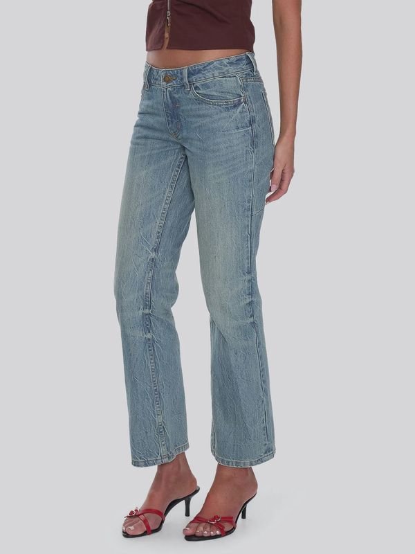 Stevie Low Rise Straight Jean - Dirty Crinkle Blue