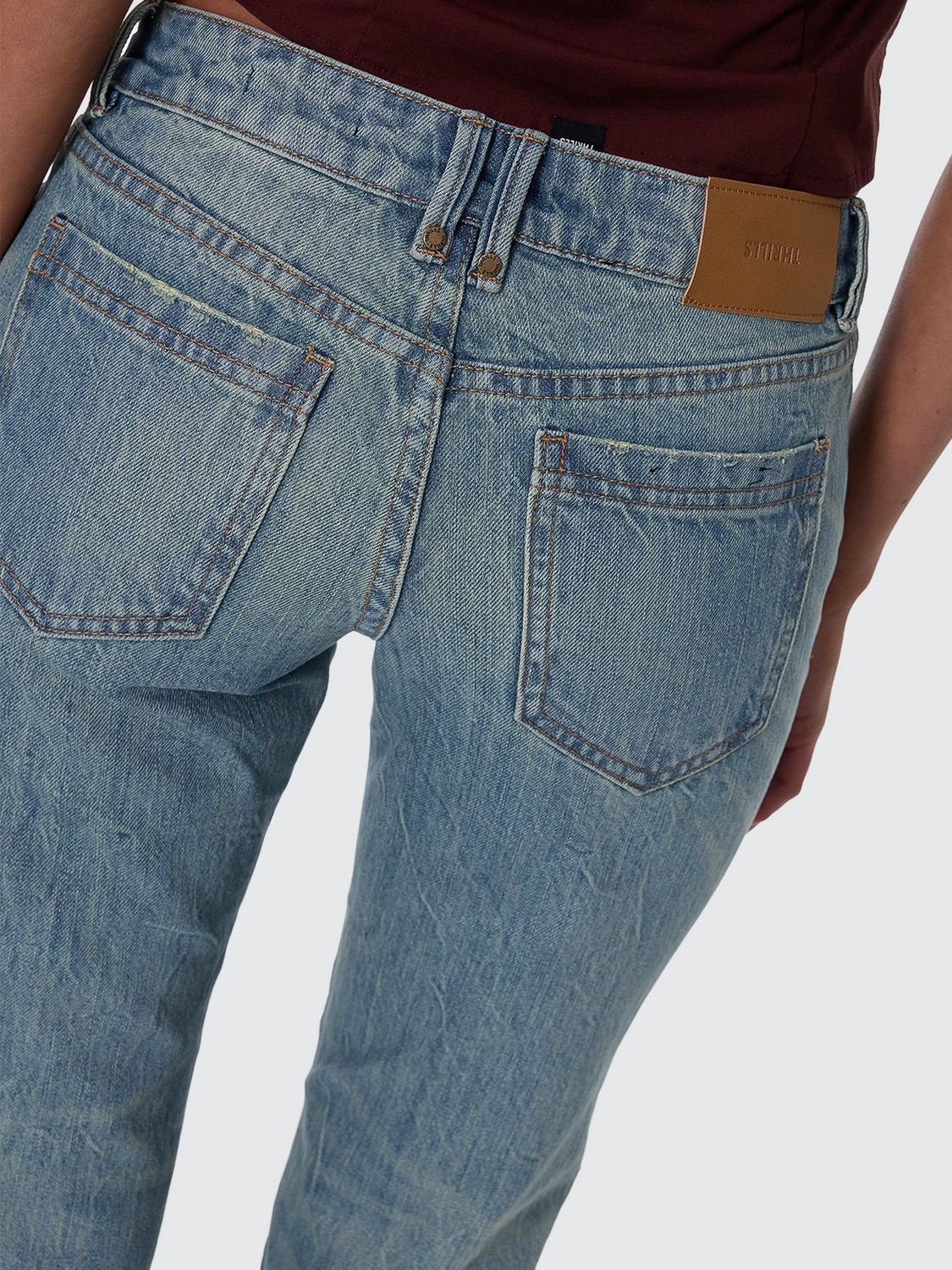 Stevie Low Rise Straight Jean - Dirty Crinkle Blue, Size: 11