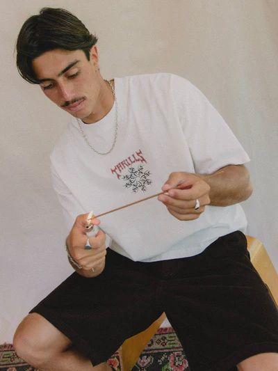 Stagger Box Fit Oversize Cropped Tee - Snow White