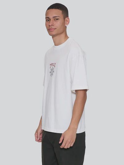 Stagger Box Fit Oversize Cropped Tee - Snow White, Size: S