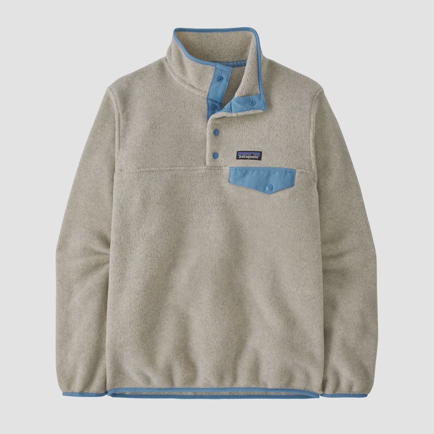 Women's Lightweight Synchilla  Snap-T Fleece Pullover - Oatmeal Heather w/Shore Blue, Size: XS