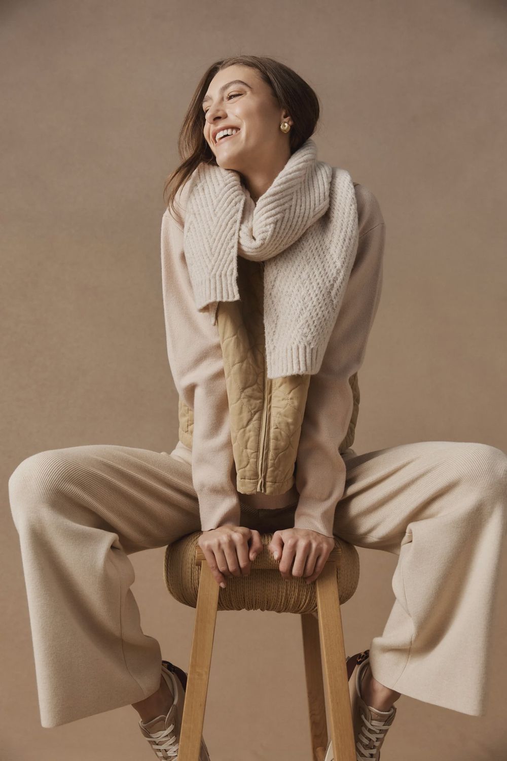 SABLE KNIT SCARF - BISQUE