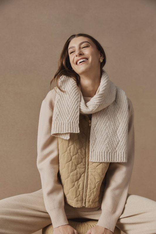 SABLE KNIT SCARF - BISQUE