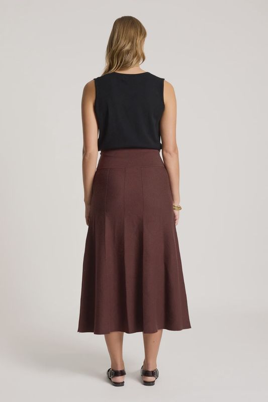 ZALA KNIT SKIRT - MAHOGANY