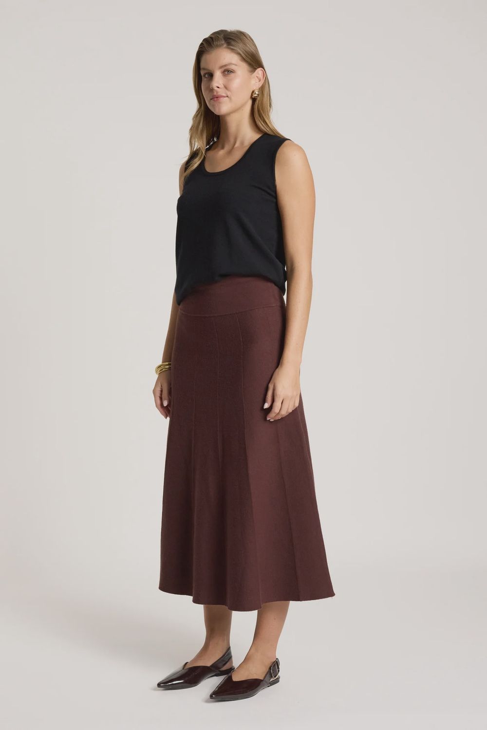 ZALA KNIT SKIRT - MAHOGANY, Size: XS