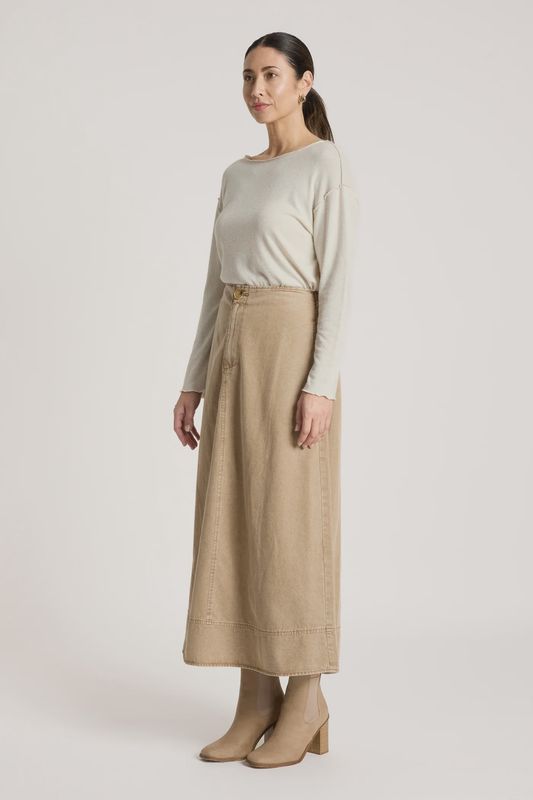 BODHI DENIM SKIRT - FAWN