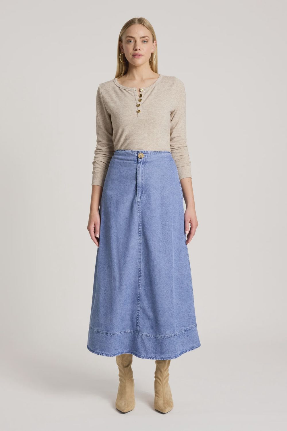 BODHI DENIM SKIRT - DENIM, Size: XS