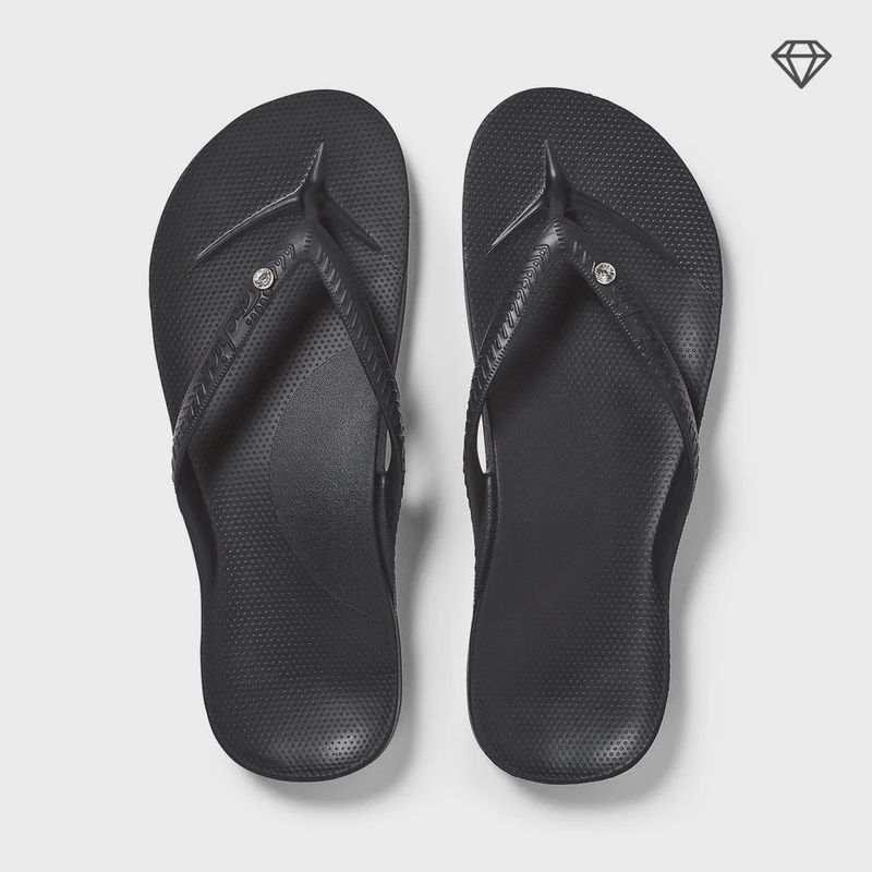 Crystal Black Arch Support Thongs