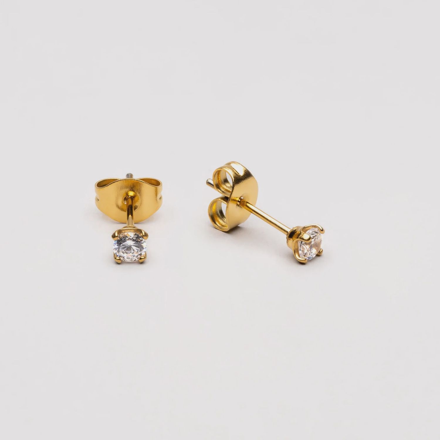 Zircon Stud Earrings, Colour: Gold