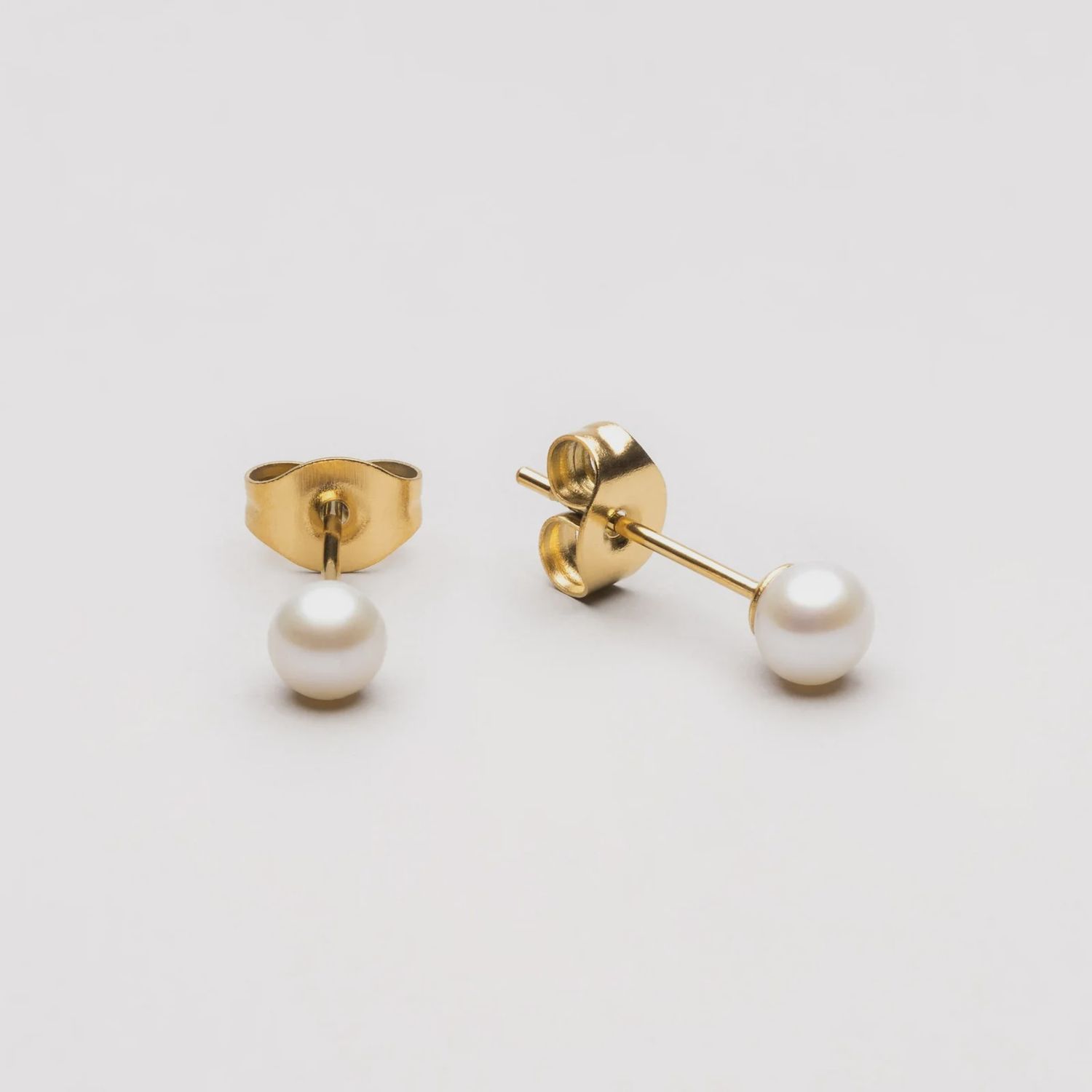 Pearl Stud Earrings, Colour: Gold