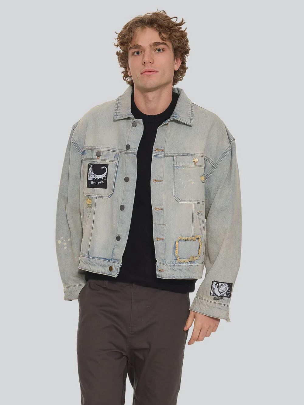 New Delusions Canyon Oversized Cropped Denim Jacket, Size: S