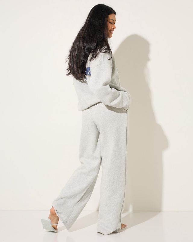 Surf Puff Wide Leg Trackpant - Grey Marle