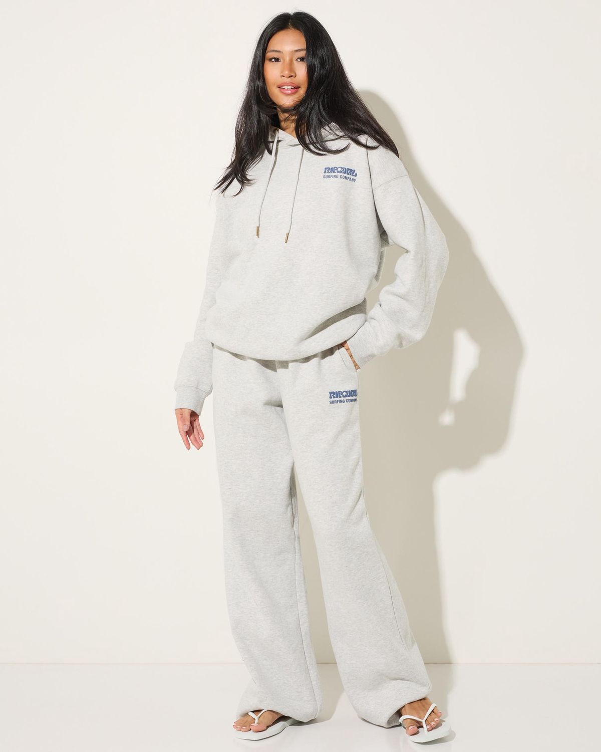 Surf Puff Wide Leg Trackpant - Grey Marle, Size: XS