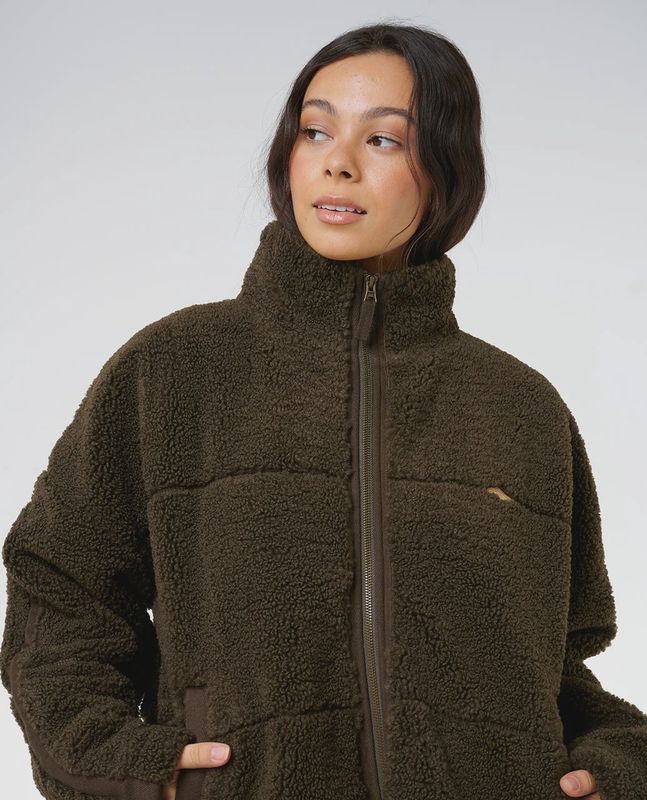 Cala Nights Sherpa Jacket- Black Olive