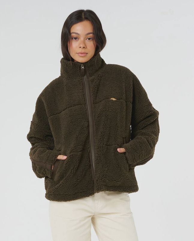Cala Nights Sherpa Jacket- Black Olive