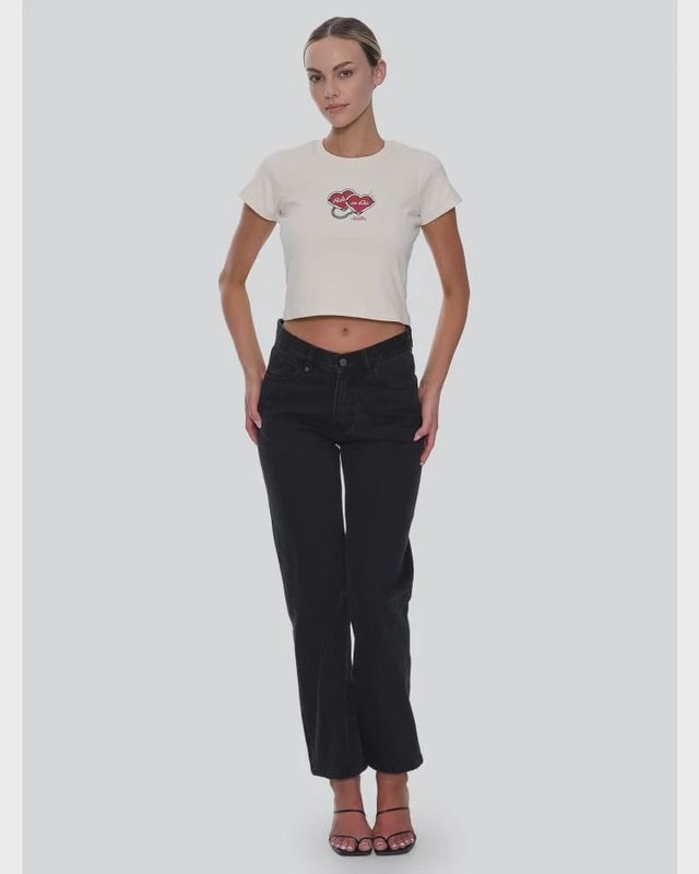 Stevie V Waist Straight Jean - Raw Black