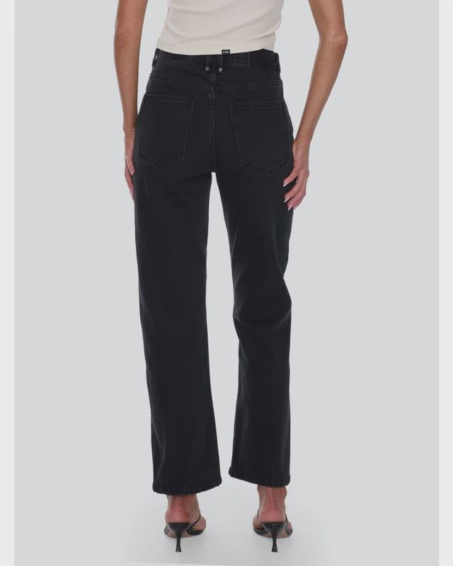 Stevie V Waist Straight Jean - Raw Black
