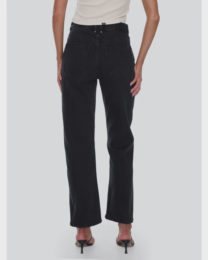 Stevie V Waist Straight Jean - Raw Black, Size: 6