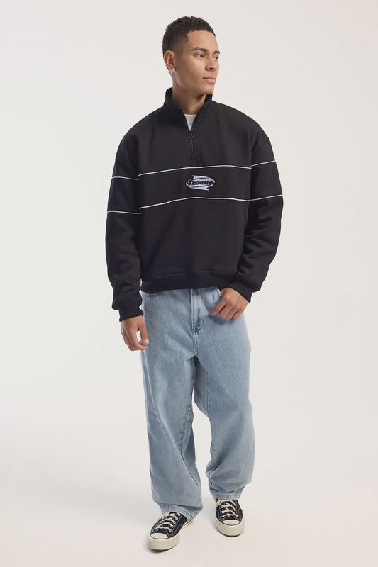 Split Decisions Quarter Zip Fleece Black