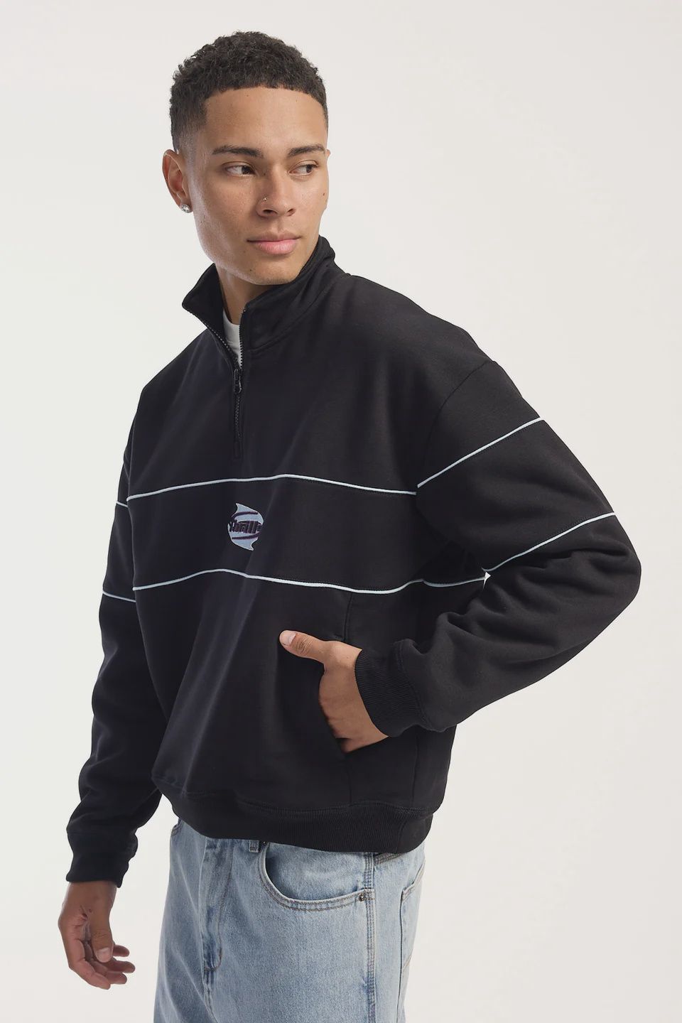 Split Decisions Quarter Zip Fleece Black, Size: S
