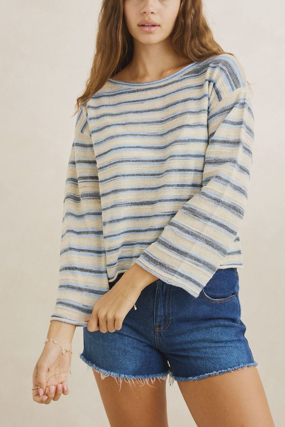 RHYTHM BELLE KNIT – BLUE STRIPE, Size: XS
