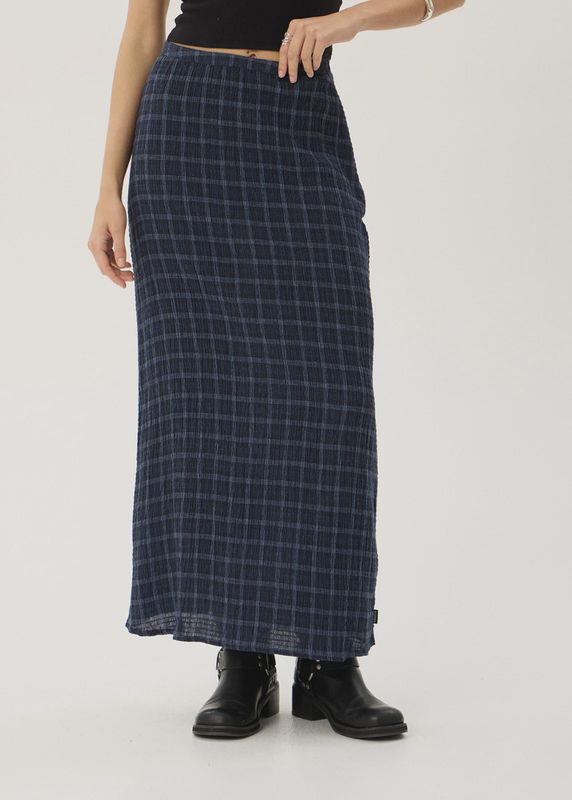 Lita- Seersucker Maxi Skirt THEA MIDNIGHT CHECK