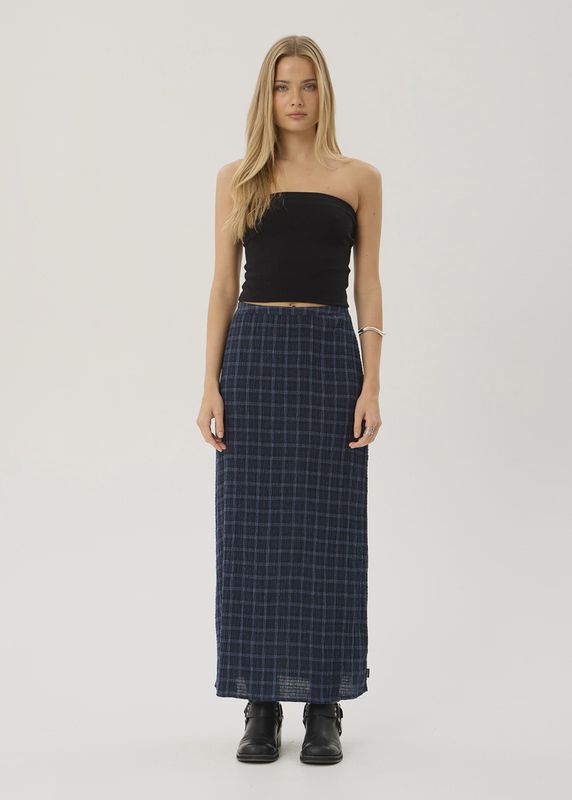 Lita- Seersucker Maxi Skirt THEA MIDNIGHT CHECK