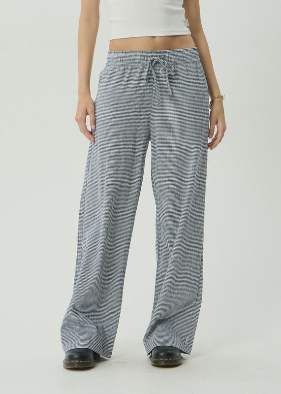 Harriet Wide Leg Pant- Indy Navy Check