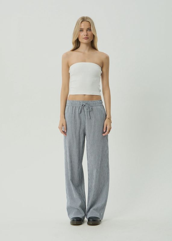 Harriet Wide Leg Pant- Indy Navy Check