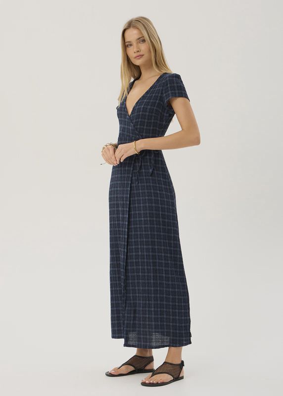 Felicity Seersucker Maxi Dress- Thea Midnight Check