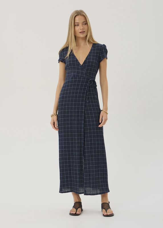 Felicity Seersucker Maxi Dress- Thea Midnight Check